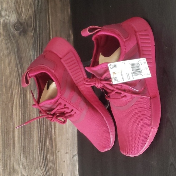 New Adidas Womens NMD Sneakers Size 7 Burgundy Casual Streetwear Walking Shoes - Picture 2 of 10